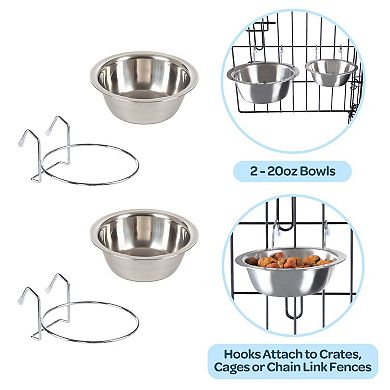 PetMaker Stainless Steel Hanging Dog Bowl 2-pc. Set