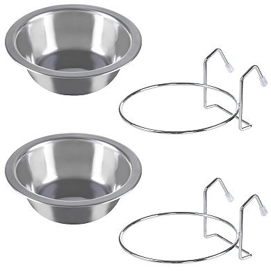 PetMaker Stainless Steel Hanging Dog Bowl 2-pc. Set