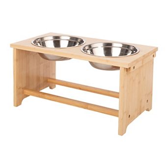 PetMaker Elevated Bamboo Pet Bowls 2 pc Set