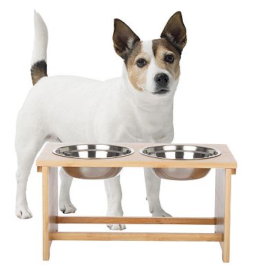 PetMaker Elevated Bamboo Pet Bowls 2-pc. Set