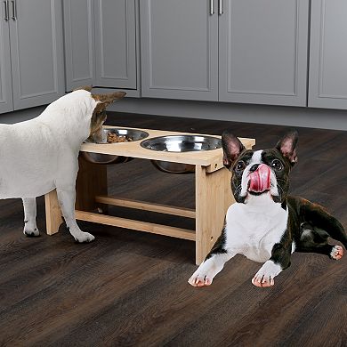 PetMaker Elevated Bamboo Pet Bowls 2-pc. Set