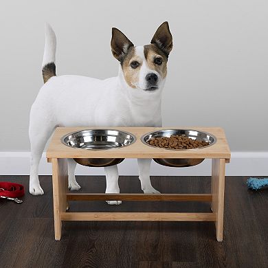 PetMaker Elevated Bamboo Pet Bowls 2-pc. Set