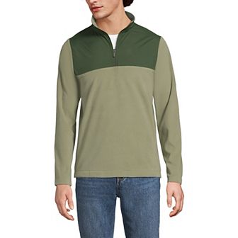 Men's Lands' End Anyweather RainDefense Mixed Media Quarter-Zip Fleece Pullover