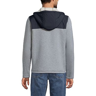 Men's Lands' End Mixed Media Full-Zip Sweater Fleece Jacket