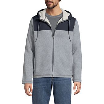 Men's Lands' End Mixed Media Full-Zip Sweater Fleece Jacket