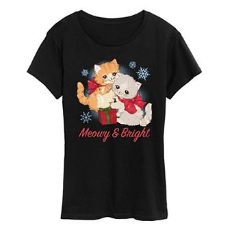 Women's Meowy & Bright Christmas Graphic Tee
