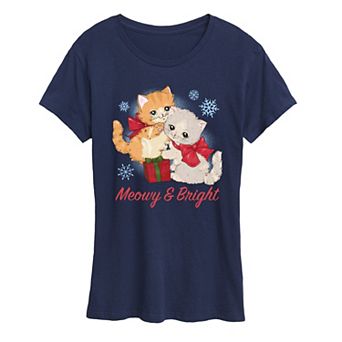 Women's Meowy & Bright Christmas Graphic Tee