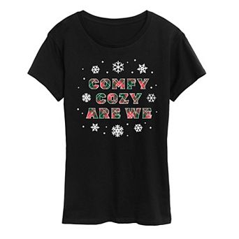 Women's Comfy Cozy Are We Christmas Graphic Tee