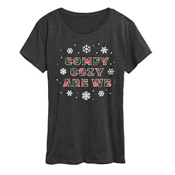 Women's Comfy Cozy Are We Christmas Graphic Tee