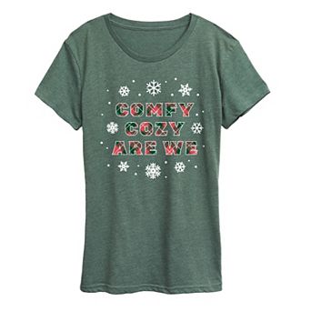 Women's Comfy Cozy Are We Christmas Graphic Tee