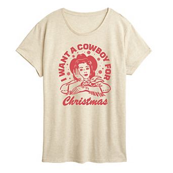 Women's I Want A Cowboy For Christmas Graphic Tee