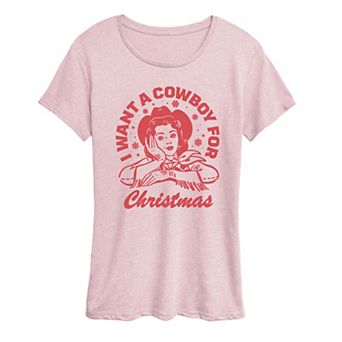 Women's I Want A Cowboy For Christmas Graphic Tee