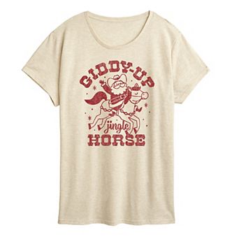 Women's Giddy Up Jingle Horse Christmas Graphic Tee