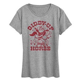 Women's Giddy Up Jingle Horse Christmas Graphic Tee
