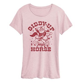 Women's Giddy Up Jingle Horse Christmas Graphic Tee