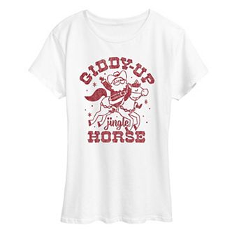 Women's Giddy Up Jingle Horse Christmas Graphic Tee