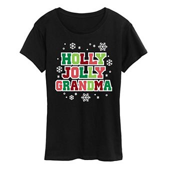 Women's Holly Jolly Grandma Christmas Graphic Tee