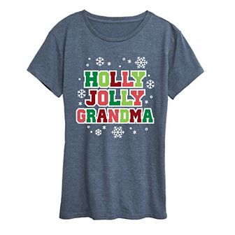 Women's Holly Jolly Grandma Christmas Graphic Tee