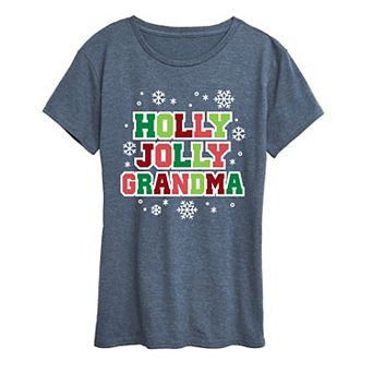 Women's Holly Jolly Grandma Christmas Graphic Tee