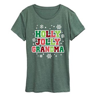 Women's Holly Jolly Grandma Christmas Graphic Tee