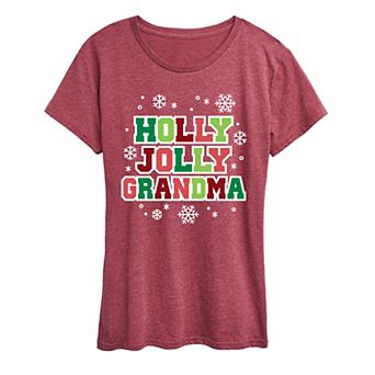 Women's Holly Jolly Grandma Christmas Graphic Tee