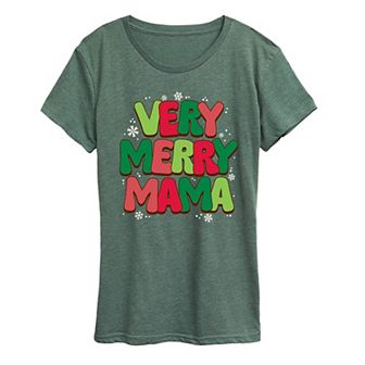 Women's Very Merry Mama Christmas Graphic Tee
