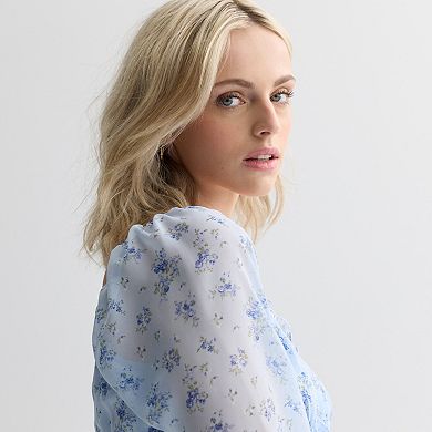 Juniors' Mary & Mo Long Sleeve Smocked Waist Chiffon Dress