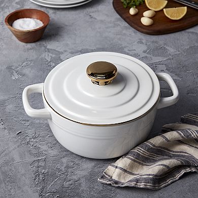 Denmark Tools for Cooks 2-Quart Stoneware Casserole Pan Baking Dish with Lid