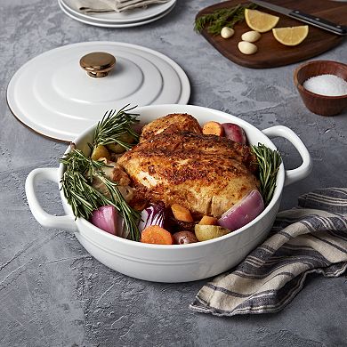 Denmark Tools for Cooks Stoneware Casserole Pan Baking Dish with Lid