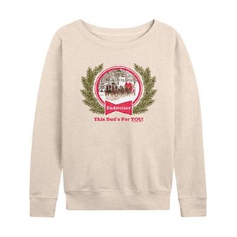 Women's Budweiser Clydesdales Holiday French Terry Long Sleeve Graphic Tee