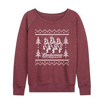 Budweiser Clydesdales Graphic Ugly Sweater French Terry Long Sleeve Graphic Tee