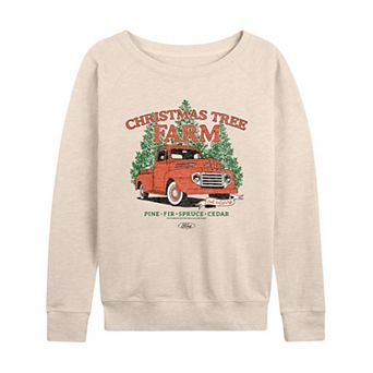Women's Ford Christmas Tree Farm 1949 F3 French Terry Long Sleeve Graphic Tee