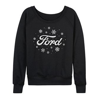 Women's Ford Logo Snowflakes French Terry Long Sleeve Graphic Tee