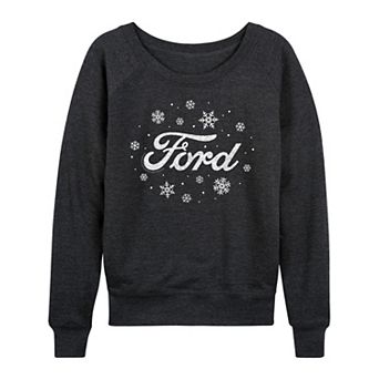 Women's Ford Logo Snowflakes French Terry Long Sleeve Graphic Tee