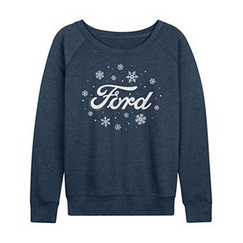 Women's Ford Logo Snowflakes French Terry Long Sleeve Graphic Tee