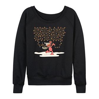 Women's Sesame Street Elmo French Terry Long Sleeve Christmas Graphic Tee