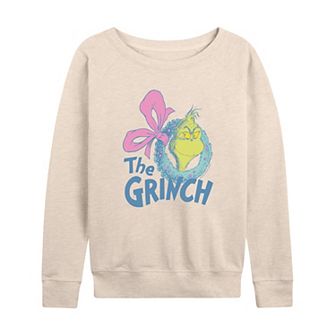 Women's Dr. Seuss The Grinch French Terry Long Sleeve Christmas Graphic Tee