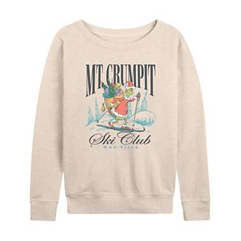 Women's Dr. Seuss The Grinch Mt Crumpit French Terry Long Sleeve Christmas Graphic Tee