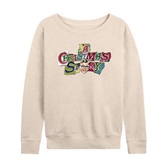 Women's A Christmas Story Logo Collage French Terry Long Sleeve Graphic Tee