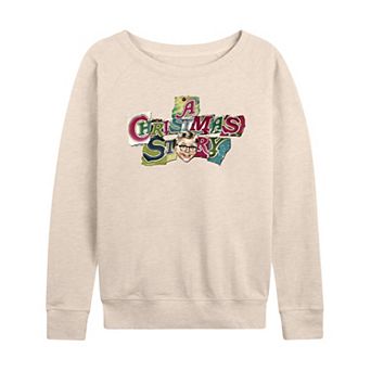 Women's A Christmas Story Logo Collage French Terry Long Sleeve Graphic Tee