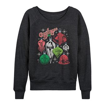 Women's A Christmas Story Ornament Grid French Terry Long Sleeve Graphic Tee