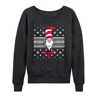 Women's The Cat In The Hat French Terry Long Sleeve Christmas Graphic Tee