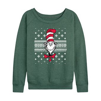 Women's The Cat In The Hat French Terry Long Sleeve Christmas Graphic Tee