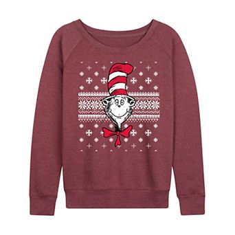 Women's The Cat In The Hat French Terry Long Sleeve Christmas Graphic Tee