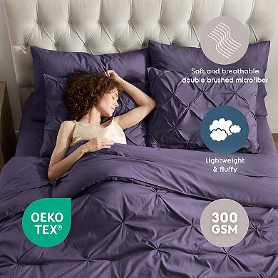 Nestl Pintuck Comforter Set Bed in a Bag with Down Alternative Pillow
