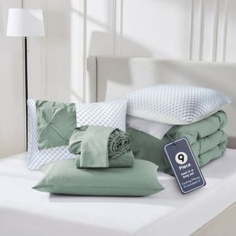 Nestl Pintuck Comforter Set Bed in a Bag with Down Alternative Pillow