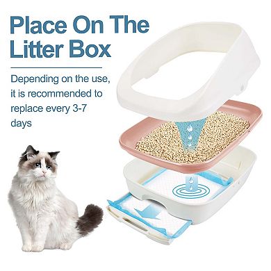 50Pcs Super Absorbent Cat Litter Mat with 6-Layer Leak-Proof