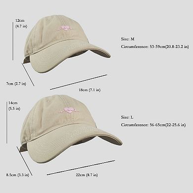 Women's Embroidered Heartbeat Baseball Cap with Adjustable Strap and Curved Brim Casual Cotton Hat