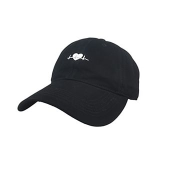 Women's Embroidered Heartbeat Baseball Cap with Adjustable Strap and Curved Brim Casual Cotton Hat