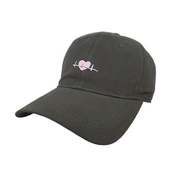 Women's Embroidered Heartbeat Baseball Cap with Adjustable Strap and Curved Brim Casual Cotton Hat